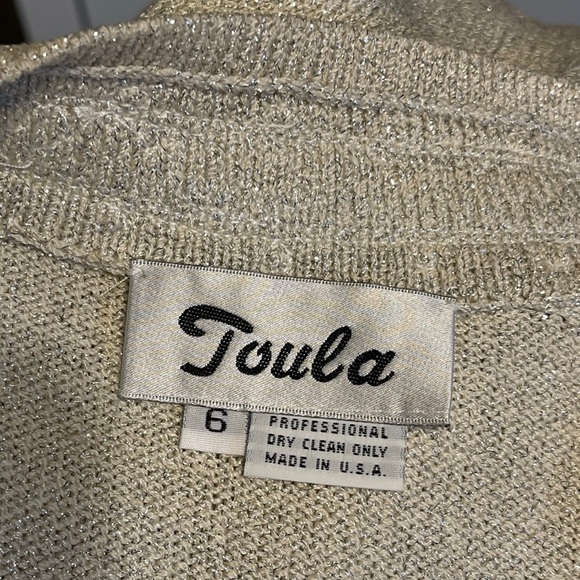 Toula Beige Scroll Appliqué Dressy Knit Jacket 6 - Picture 8 of 11